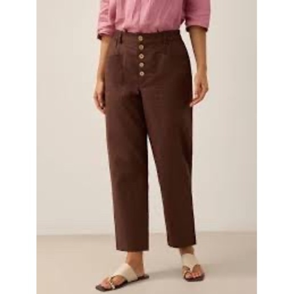 Lintico Heidi Trousers Espresso Brown EUC Button Fly Linen Blend  Coastal XL
